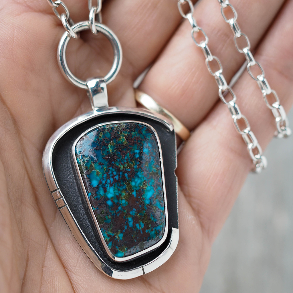 turquoise shield ring necklace