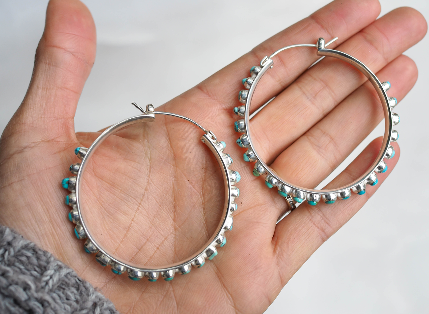 studded turquoise hoop earrings