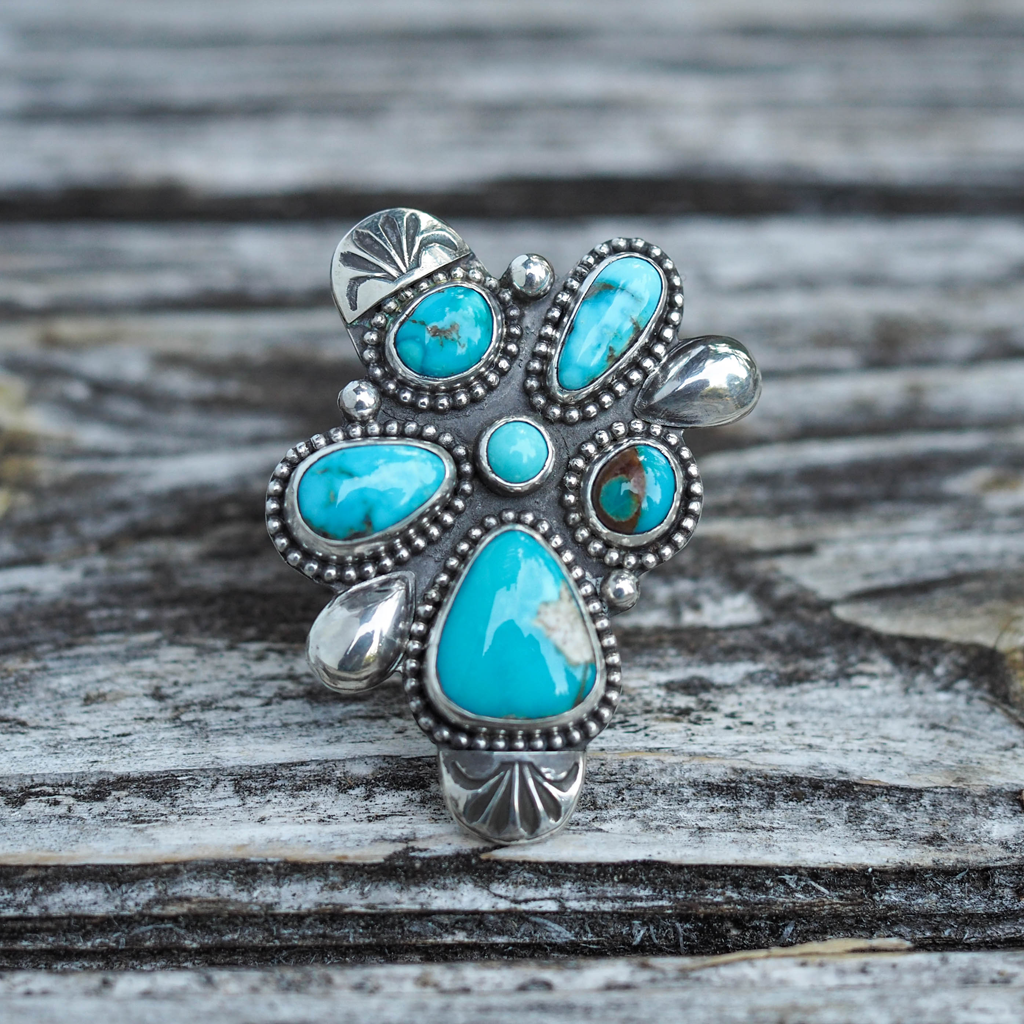 turquoise cluster ring | sz 7