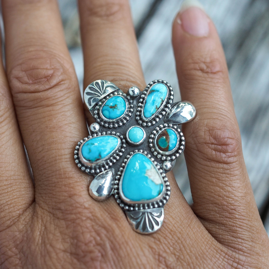 turquoise cluster ring | sz 7