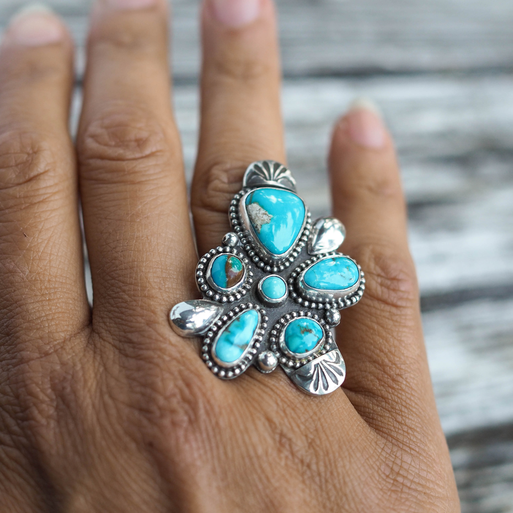 turquoise cluster ring | sz 7