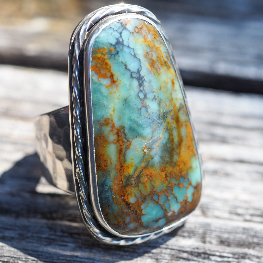 hubei turquoise hammered ring | sz 9