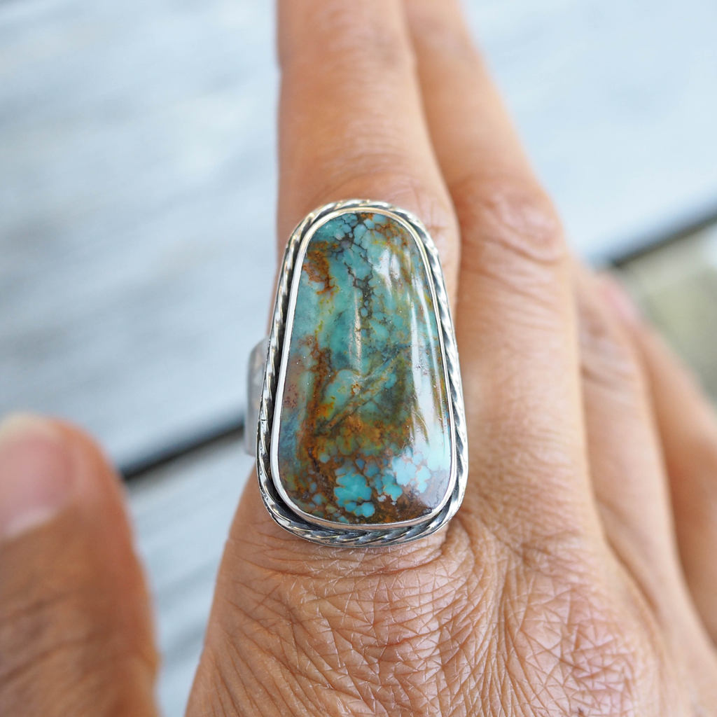 hubei turquoise hammered ring | sz 9