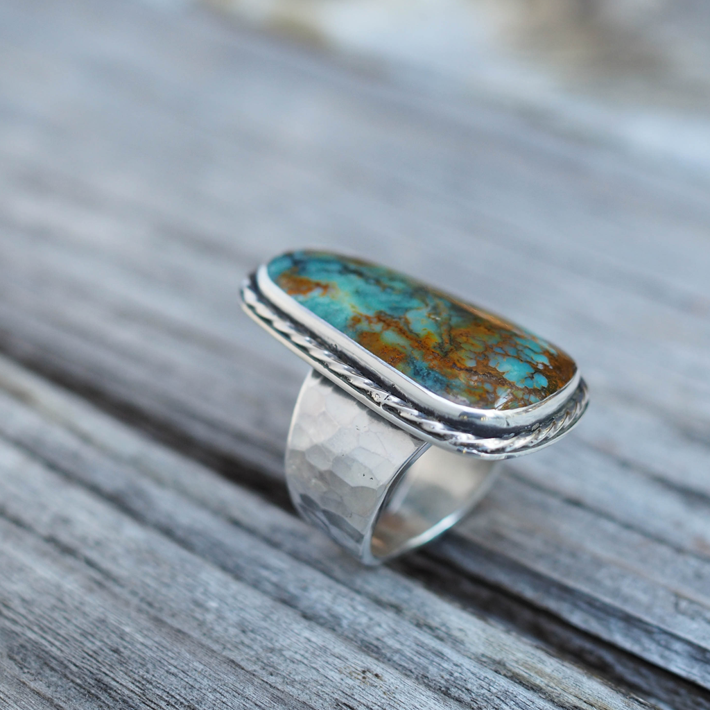 hubei turquoise hammered ring | sz 9