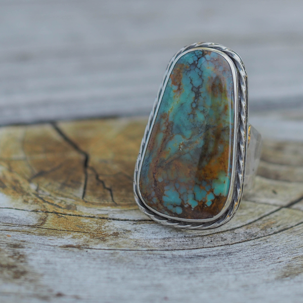 hubei turquoise hammered ring | sz 9