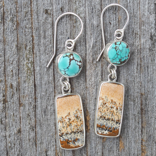 sand hill turquoise + picture jasper earrings