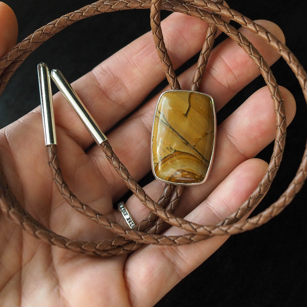 landscape jasper bolo tie #1