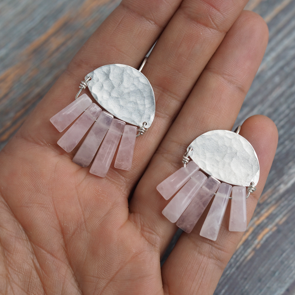 rose quartz earrings