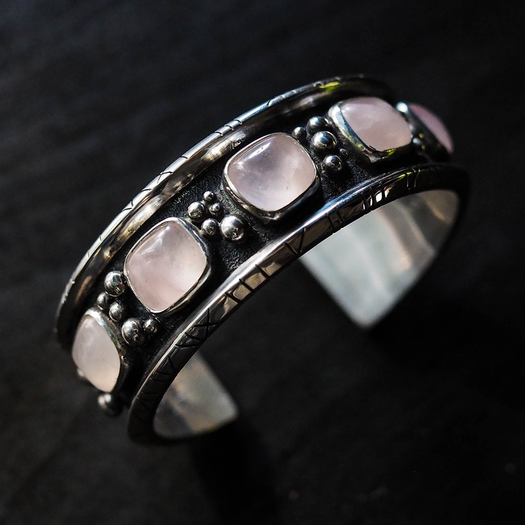 rose quartz cuff bracelet | 6.5"