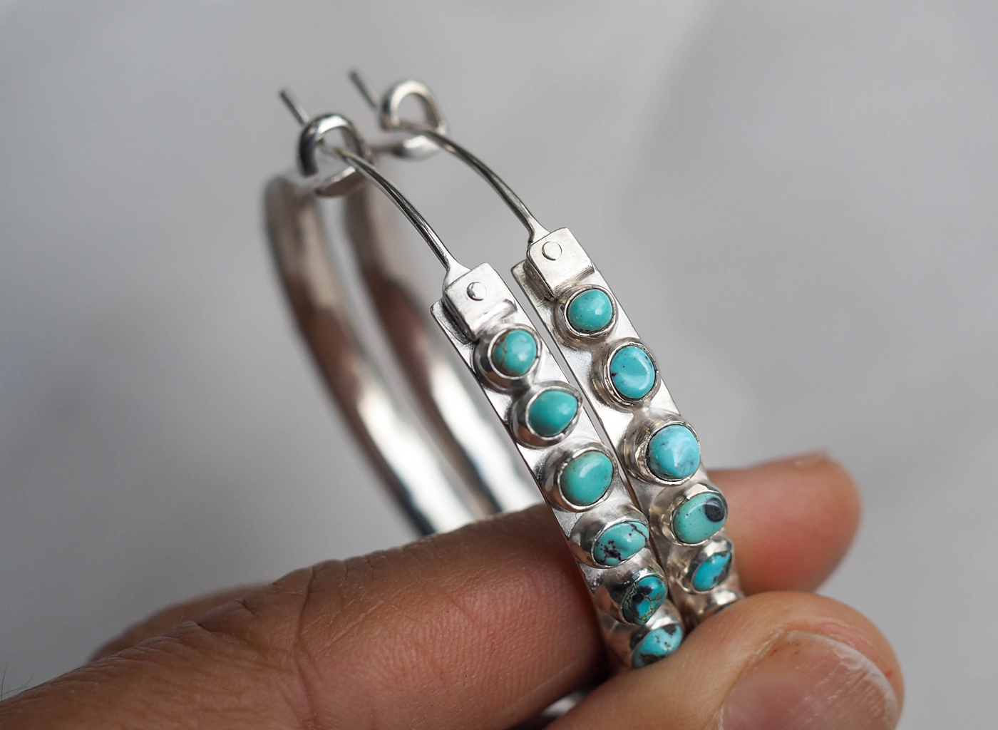 studded turquoise hoop earrings