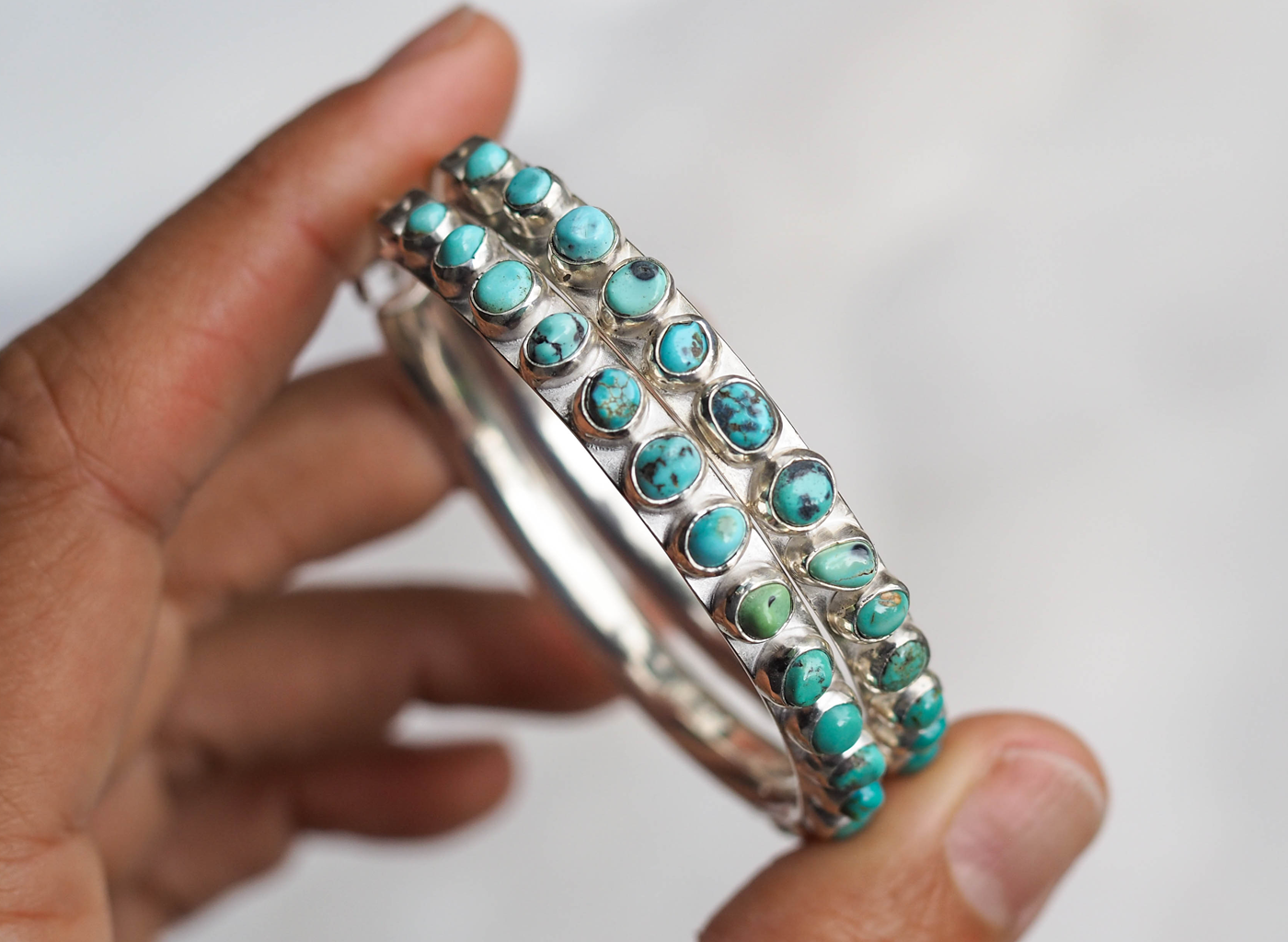 studded turquoise hoop earrings
