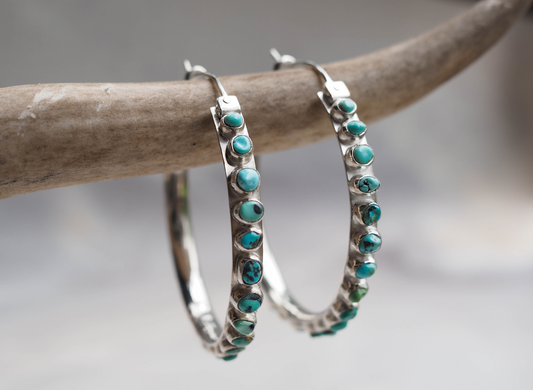 studded turquoise hoop earrings