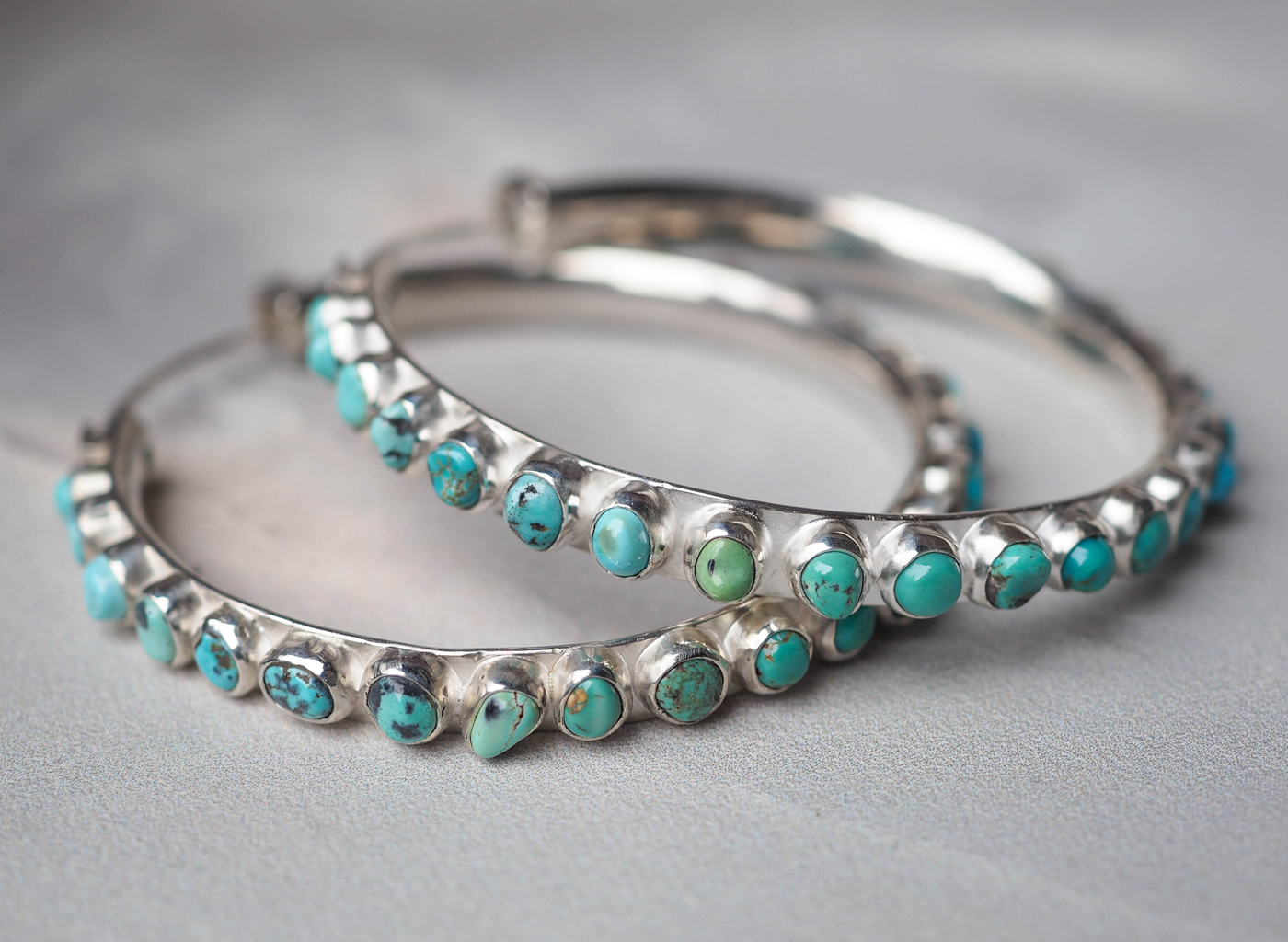 studded turquoise hoop earrings